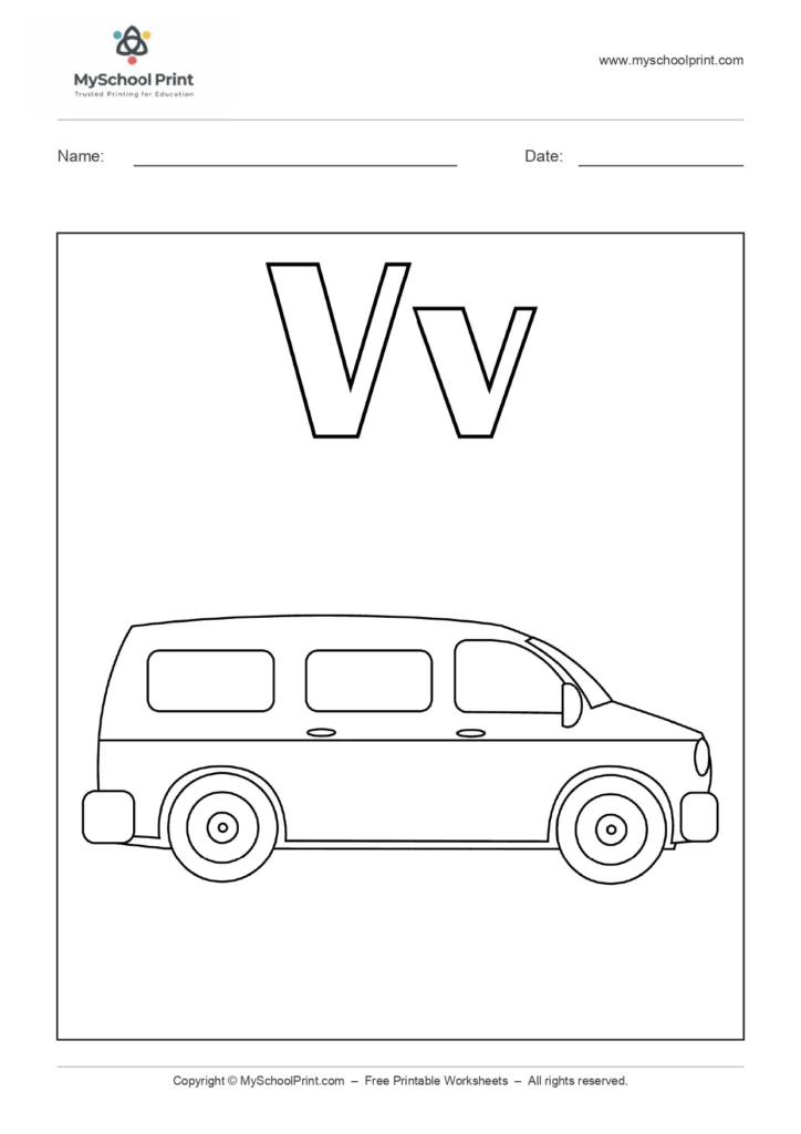 Alphabet letter v coloring worksheet