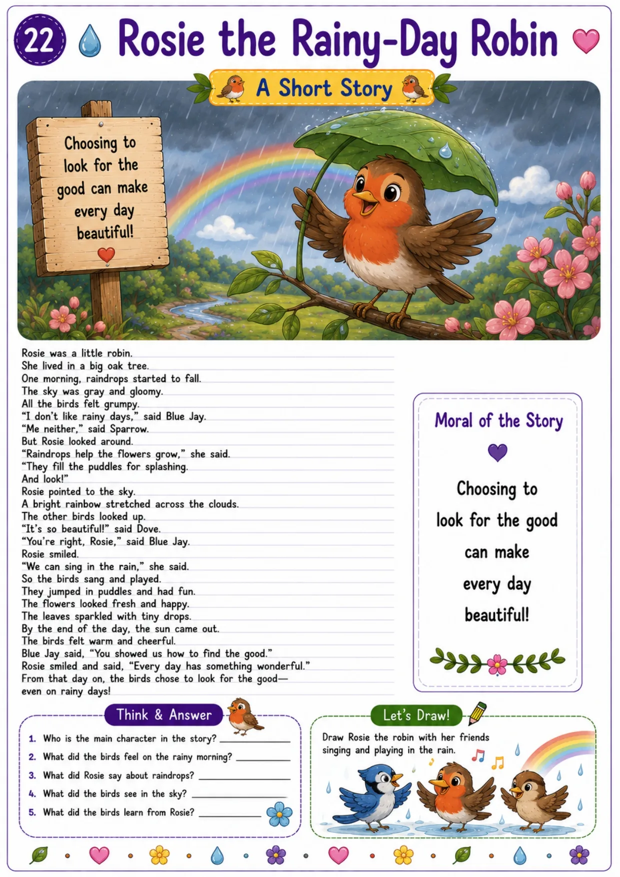 Animal story worksheet for kids 22