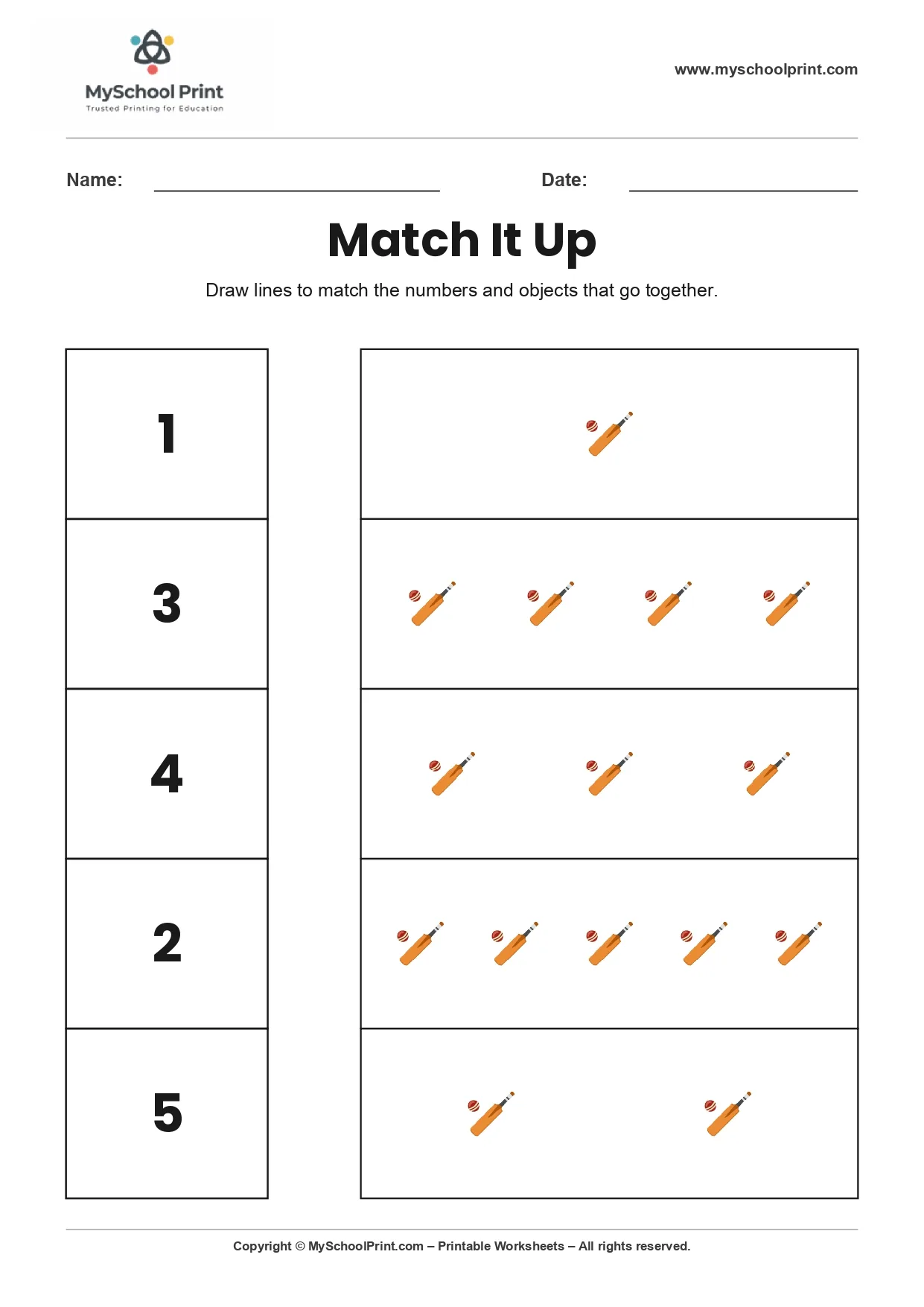 Number 22 matching worksheet