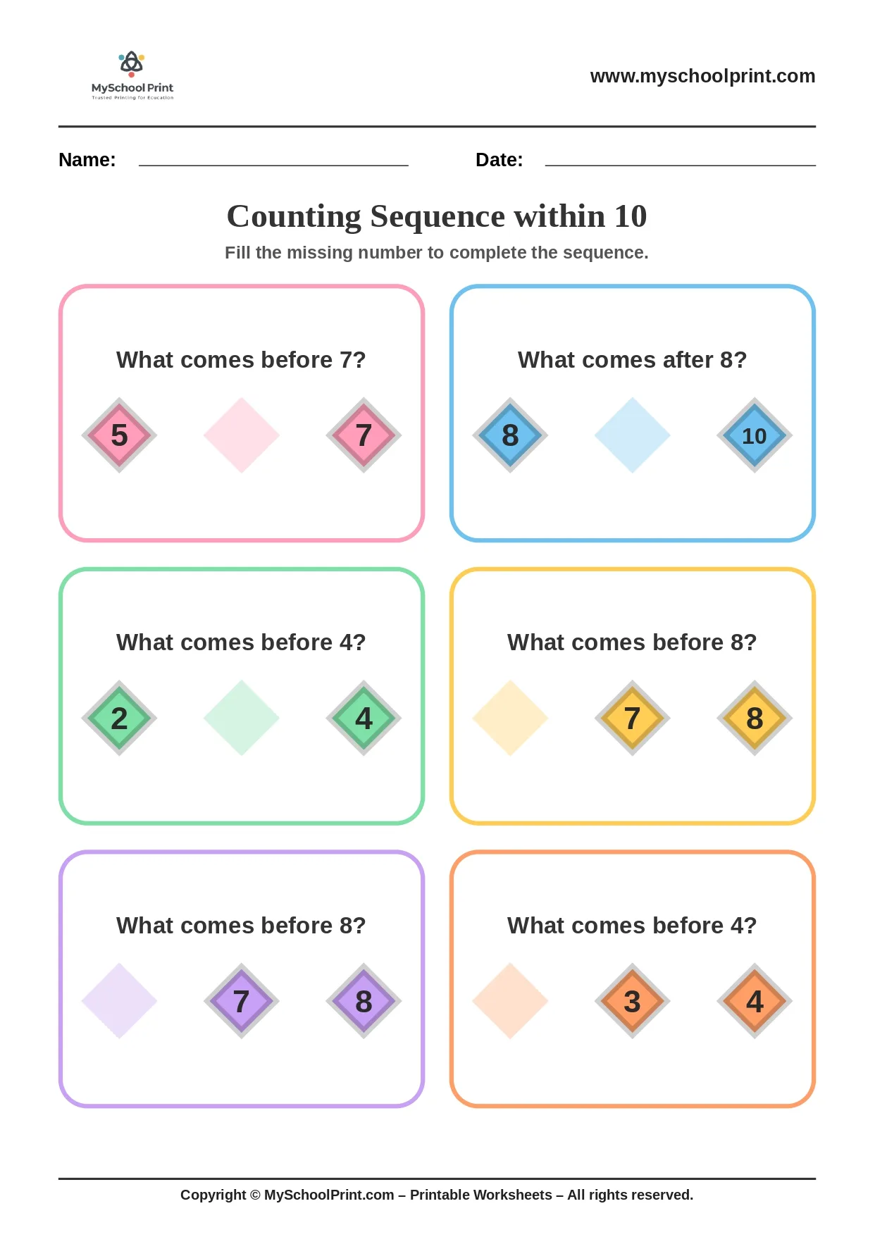 Number sequencing worksheet 22