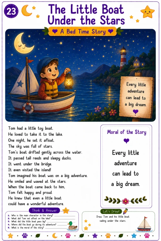Simple kids bedtime story activity sheet