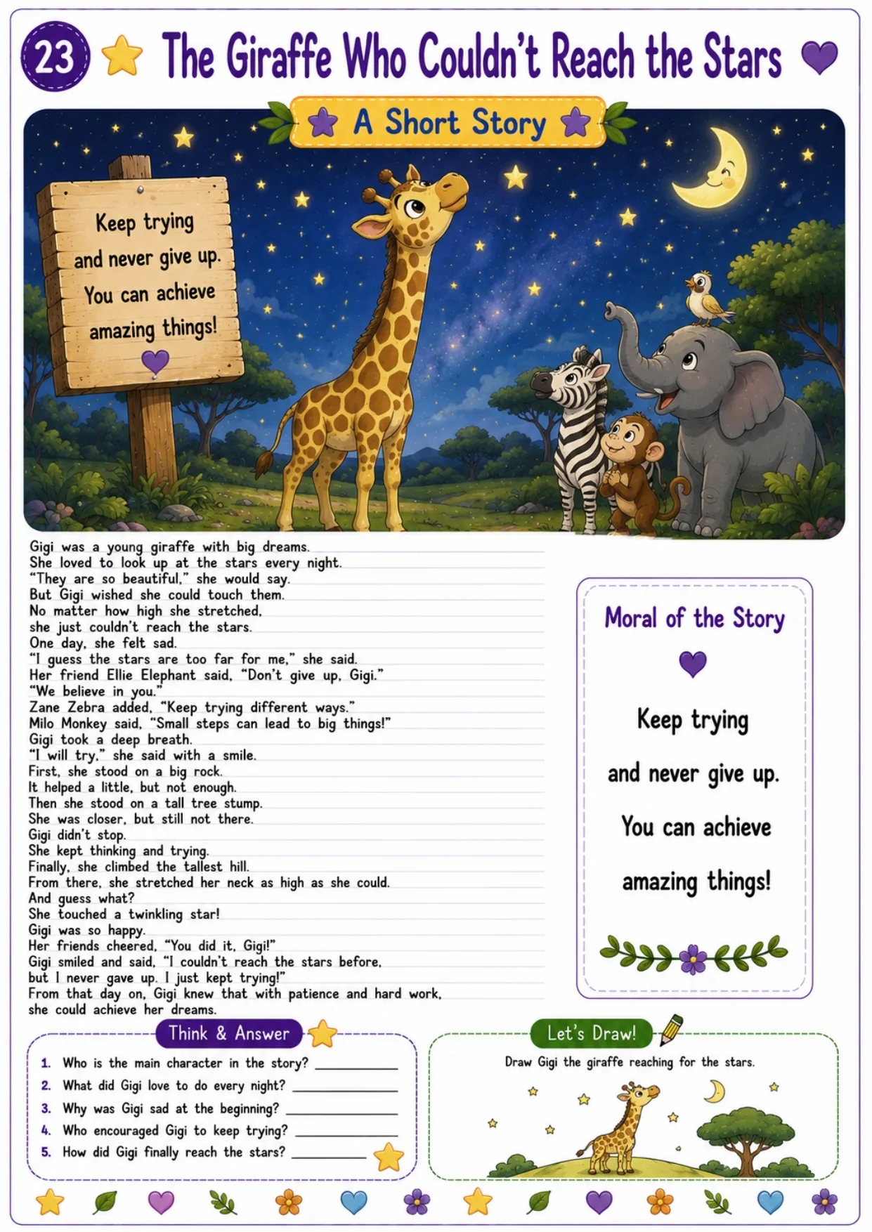 Animal story worksheet for kids 23