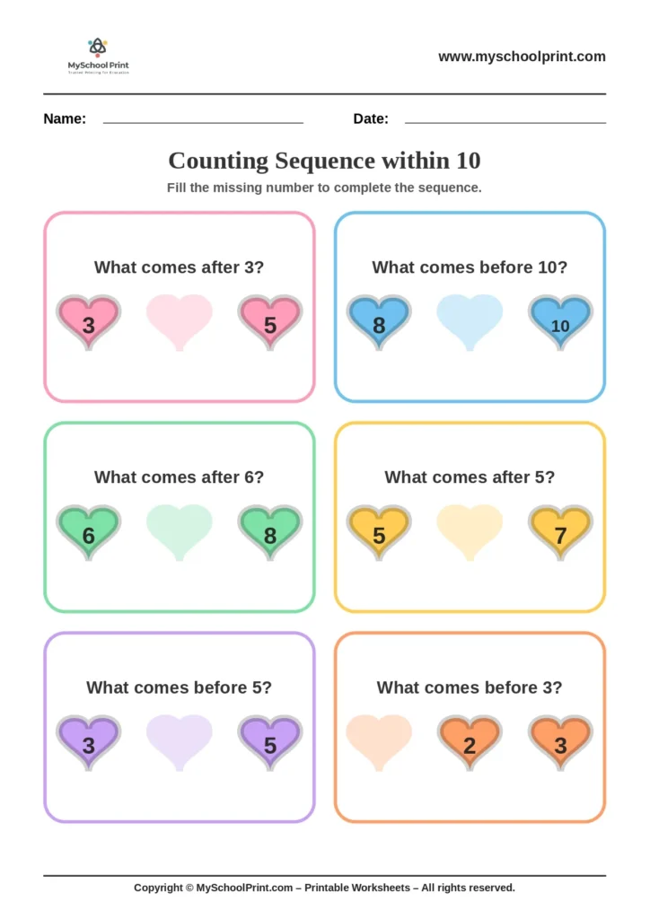 Number sequencing worksheet 23