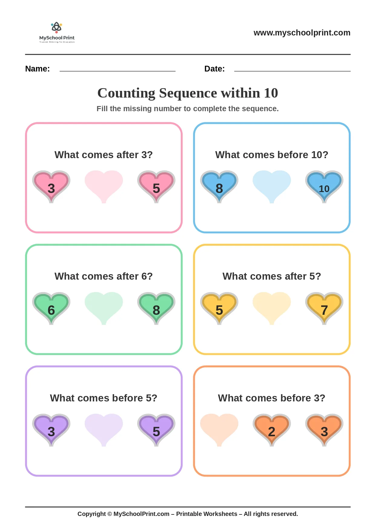 Number sequencing worksheet 23