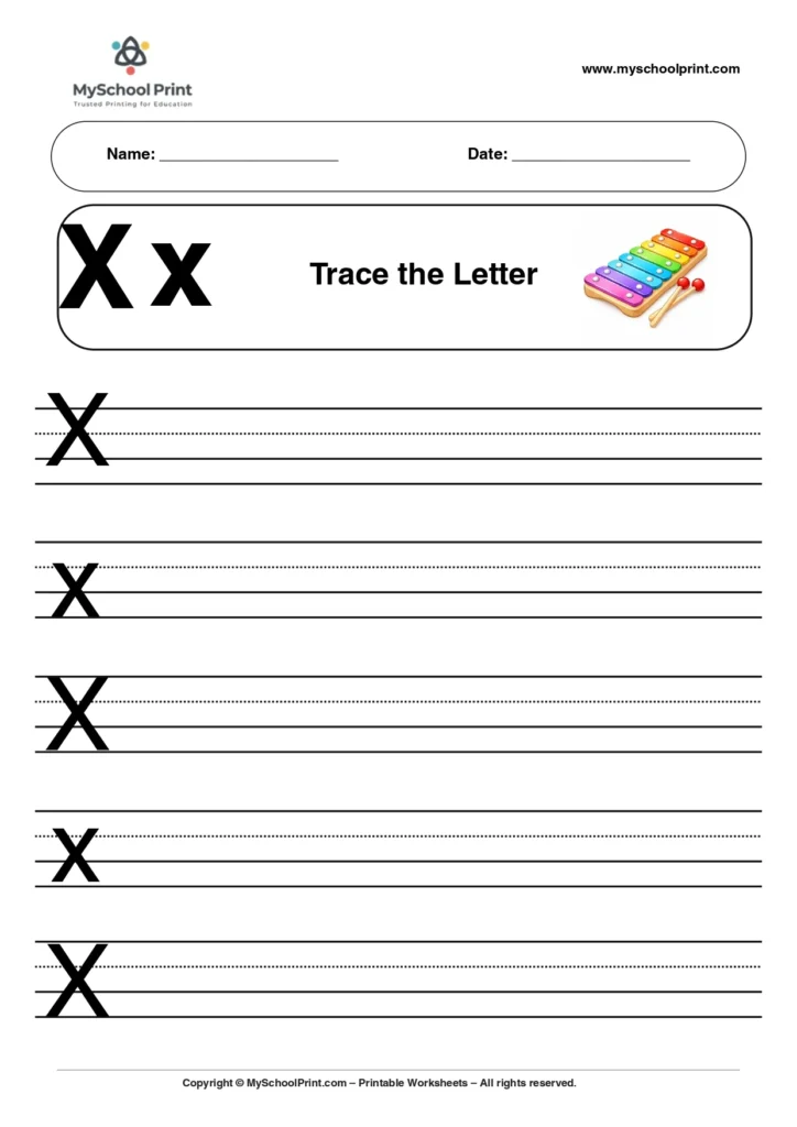 Uppercase and lowercase letter x worksheet