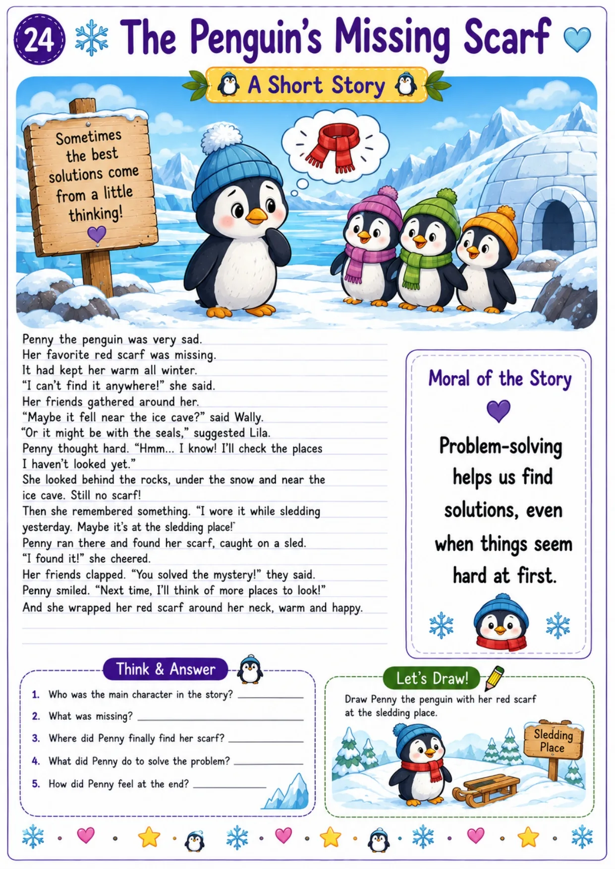 Animal story worksheet for kids 24