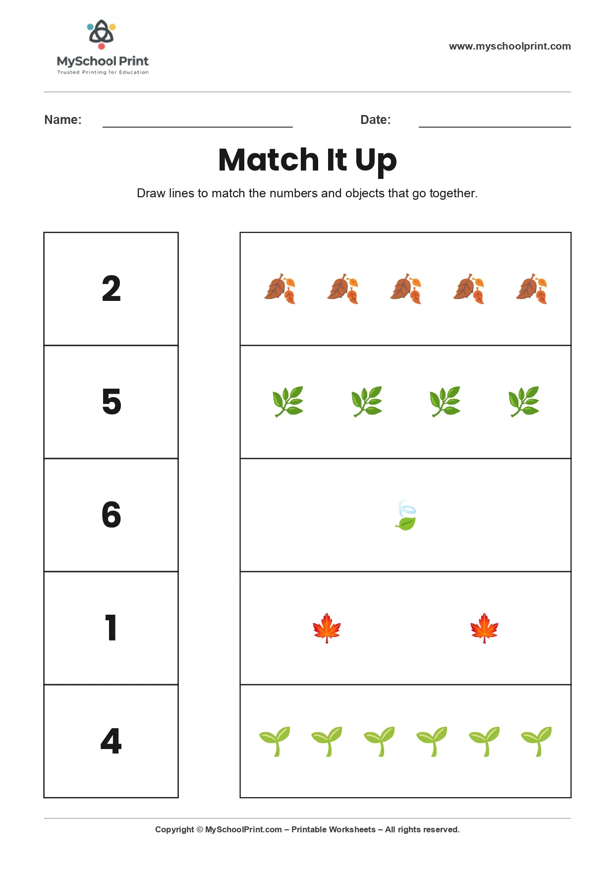 Number 24 matching worksheet