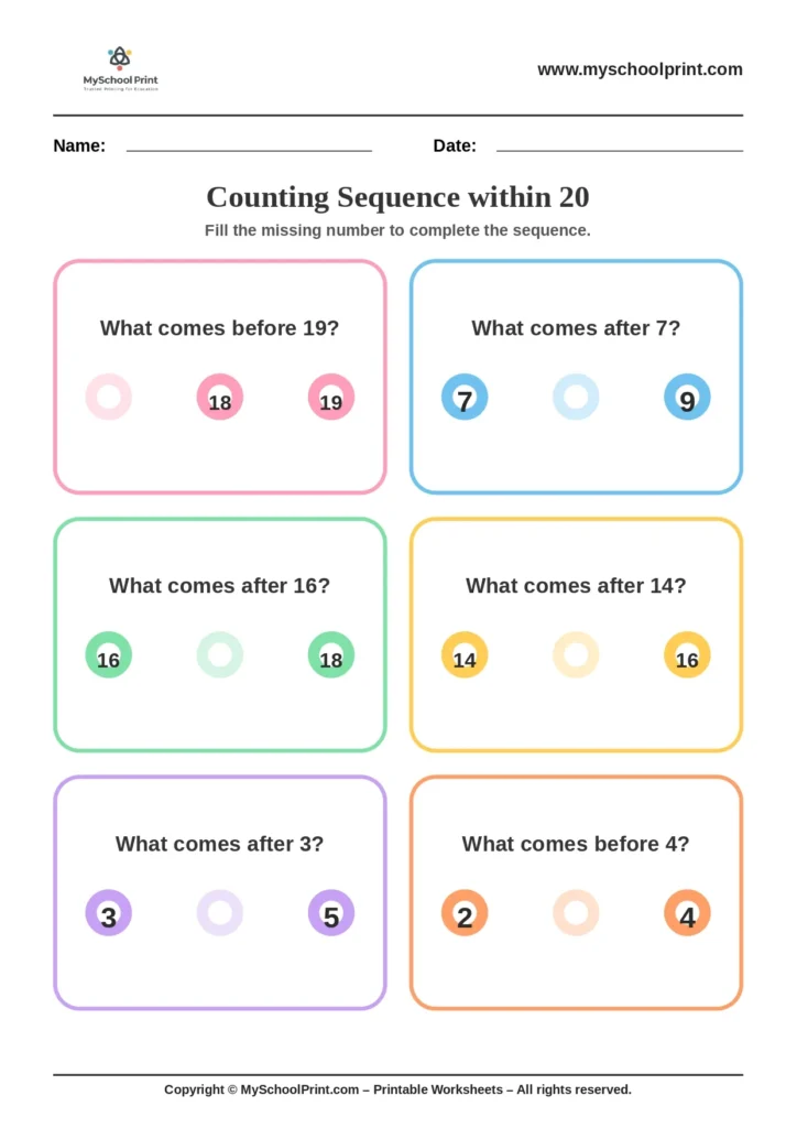Number sequencing worksheet 24