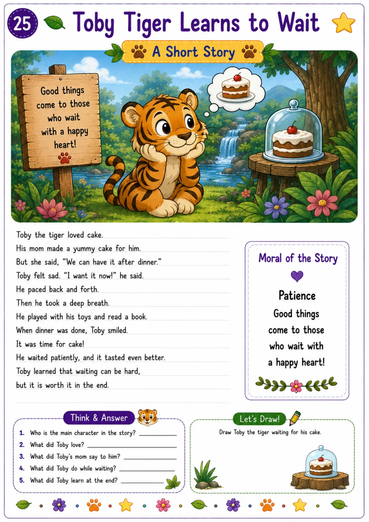 Animal story worksheet for kids 25