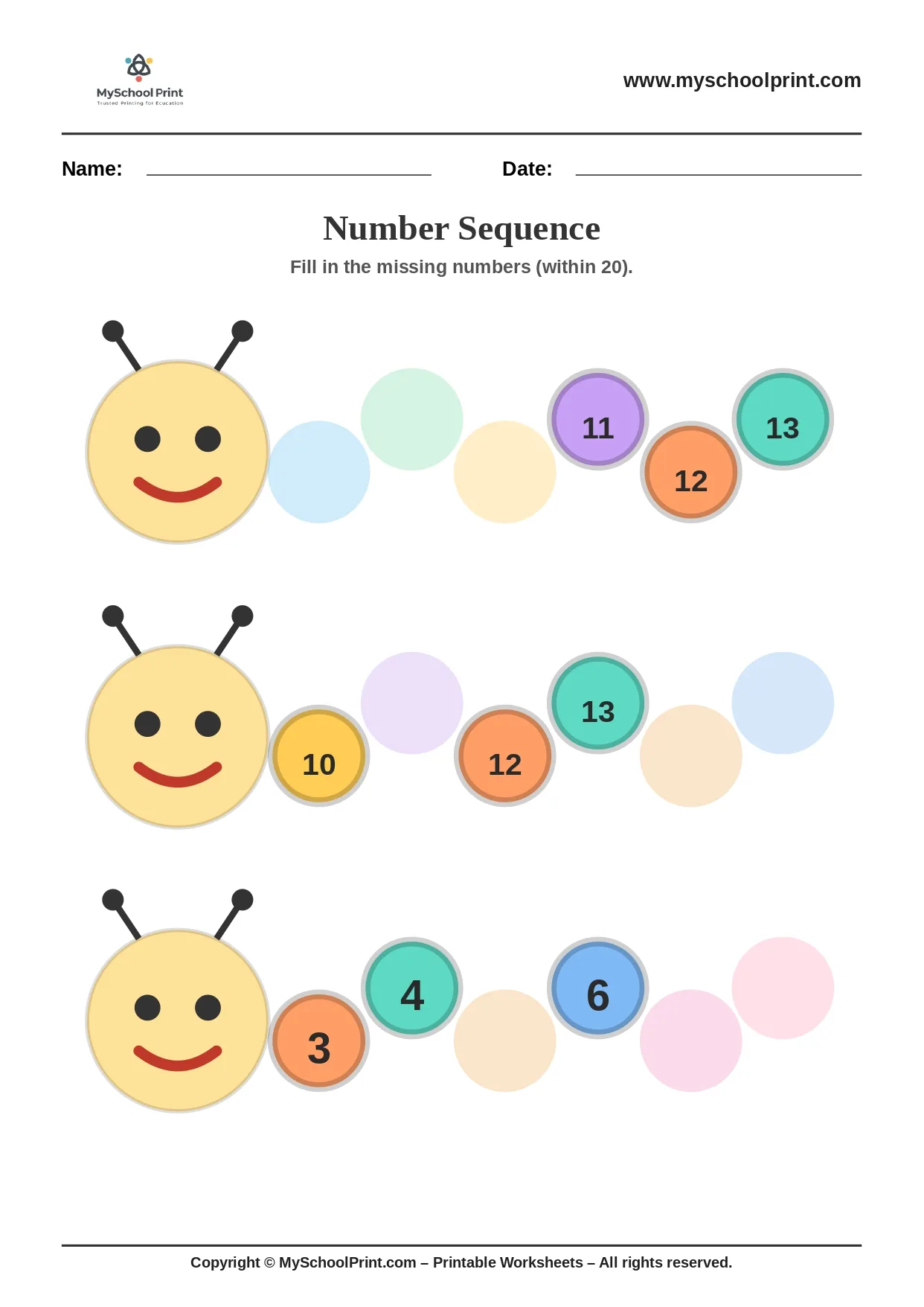 Number sequencing worksheet 27