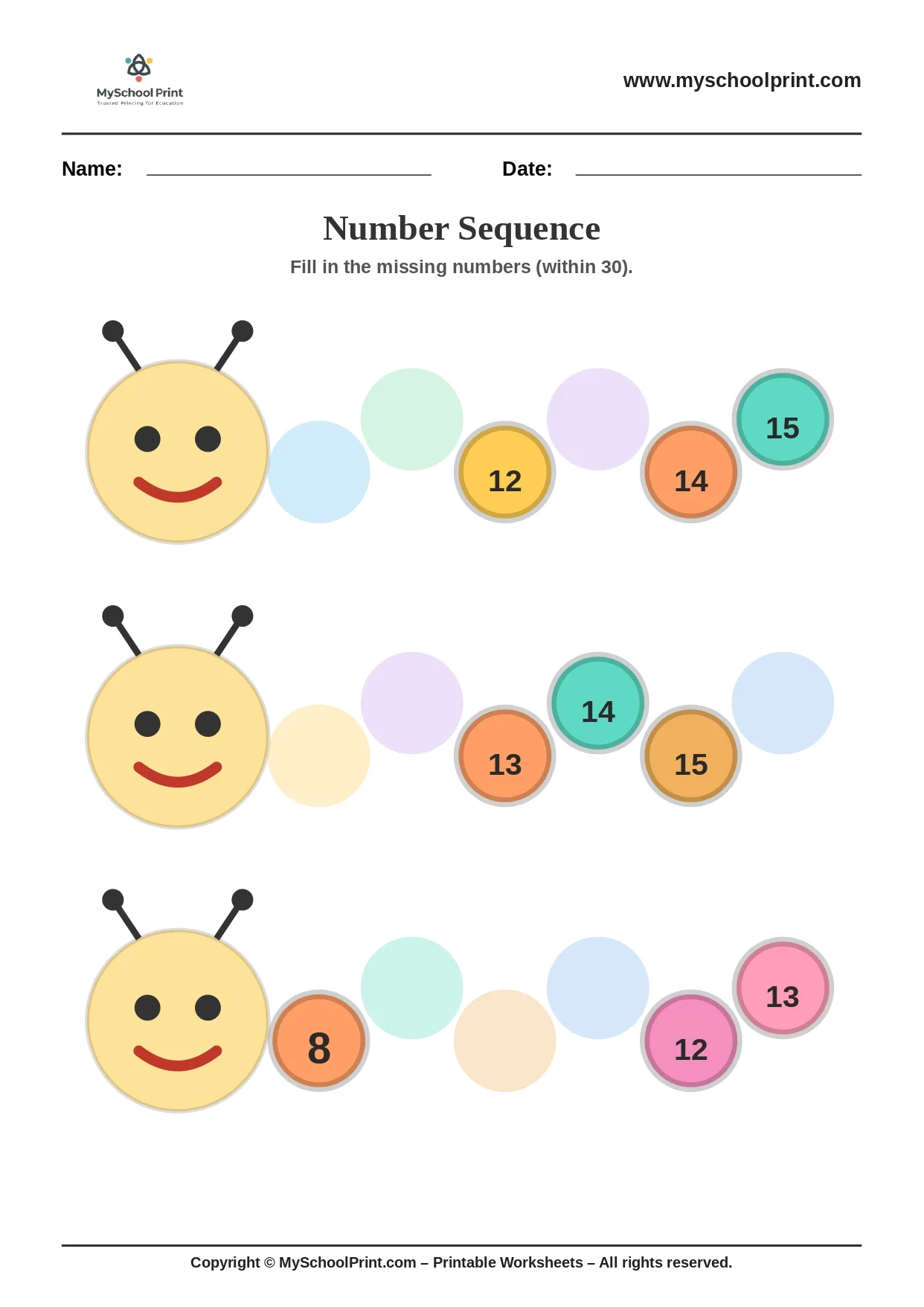 Number sequencing worksheet 28