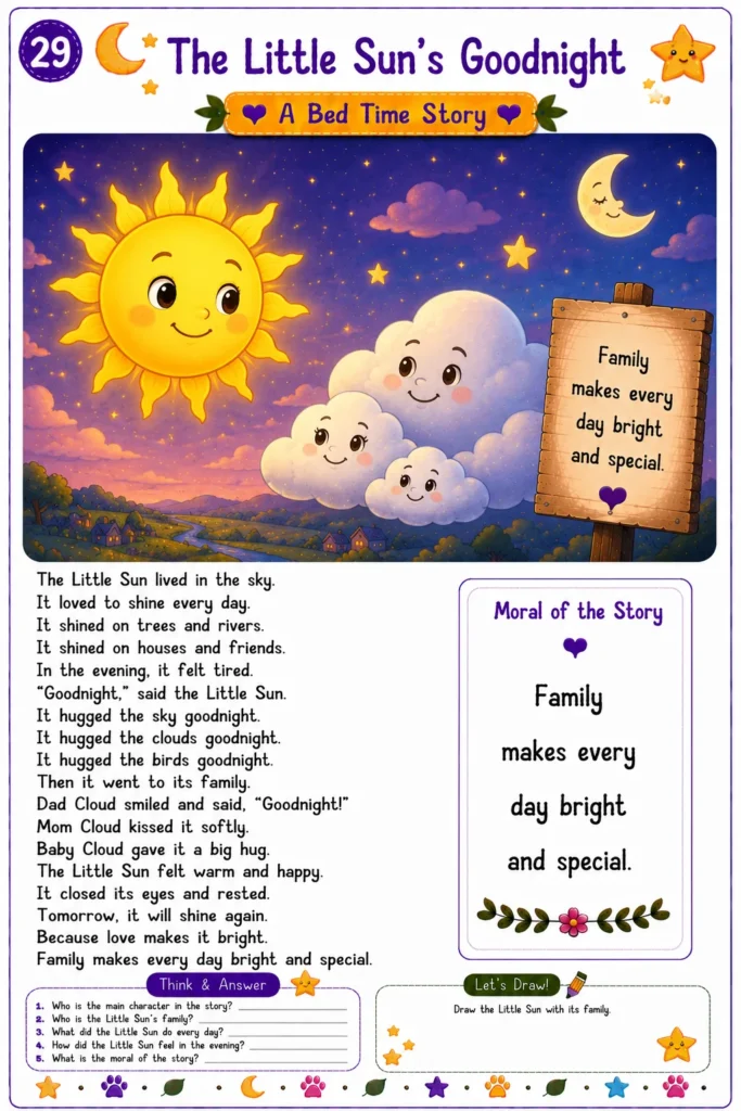 Printable bedtime reading activity for kids
