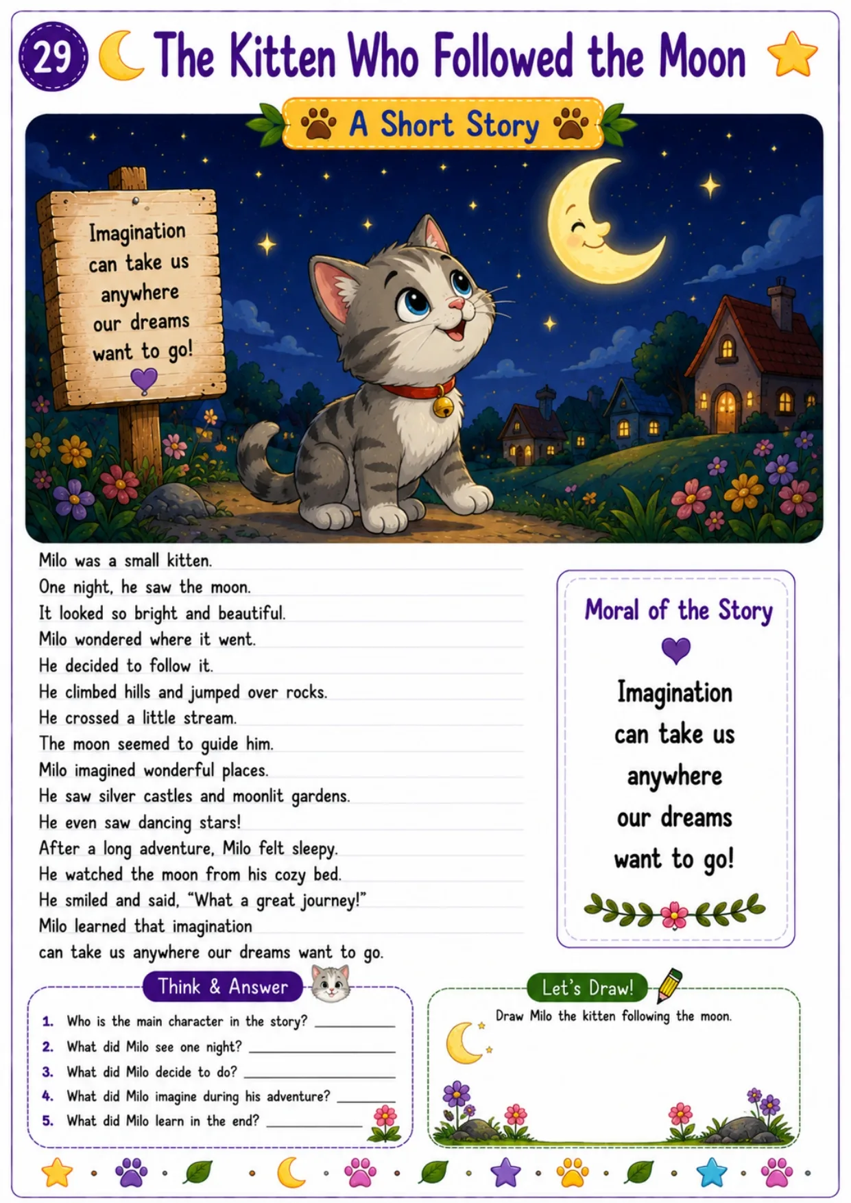 Animal story worksheet for kids 29