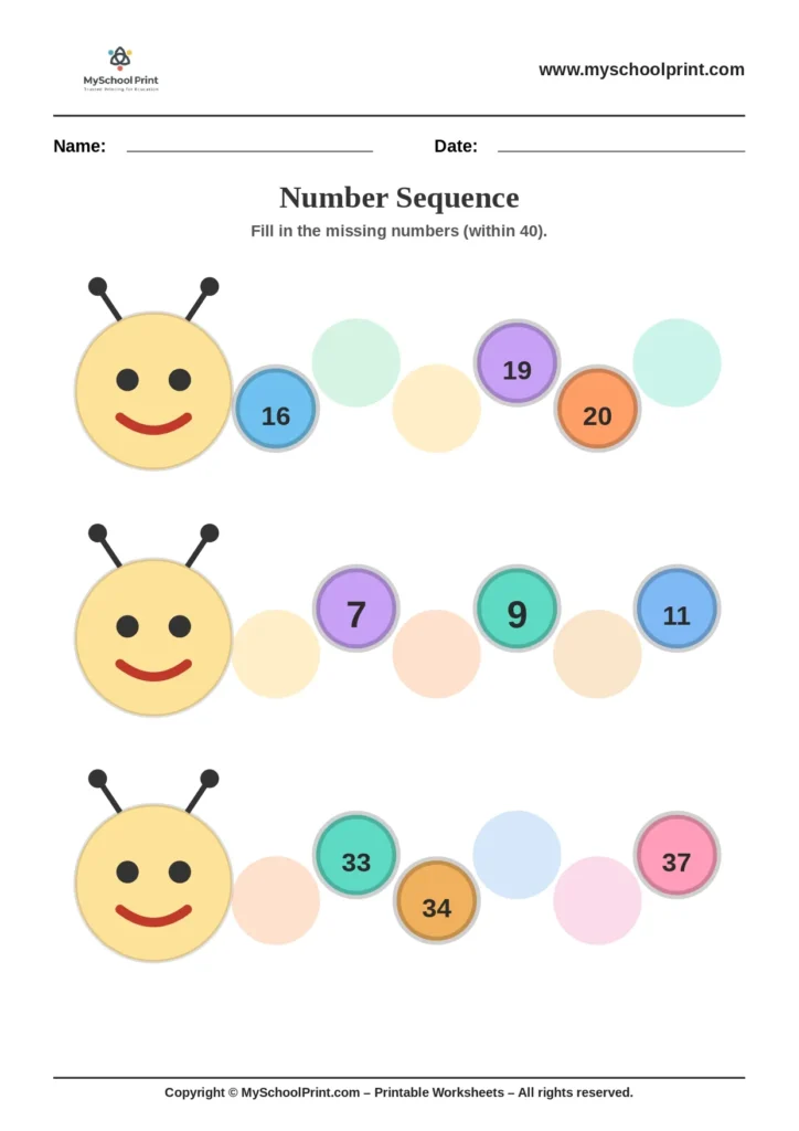 Number sequencing worksheet 29