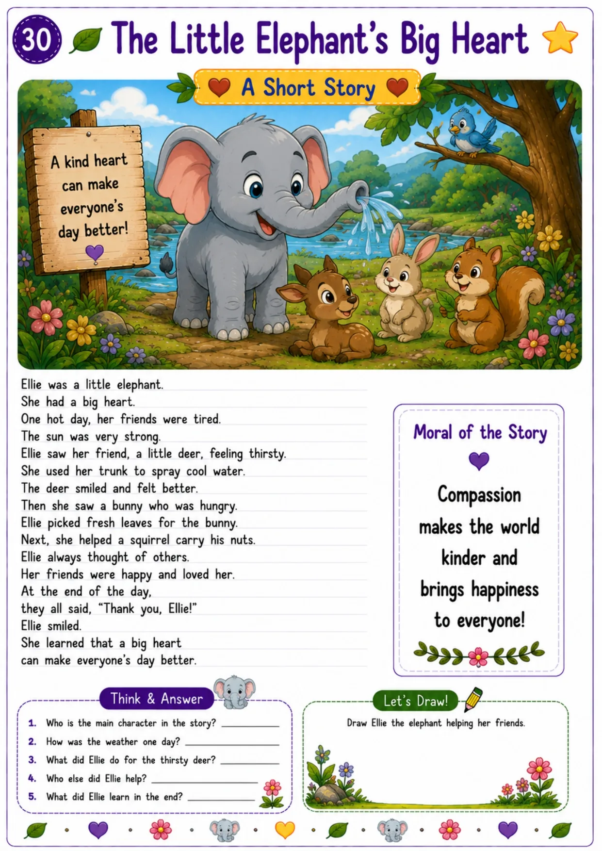 Animal story worksheet for kids 30