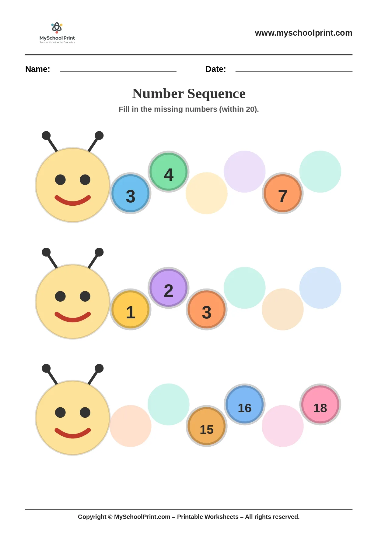 Number sequencing worksheet 31