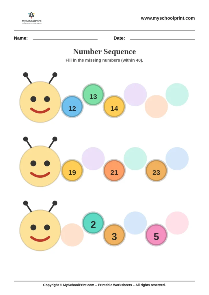 Number sequencing worksheet 33