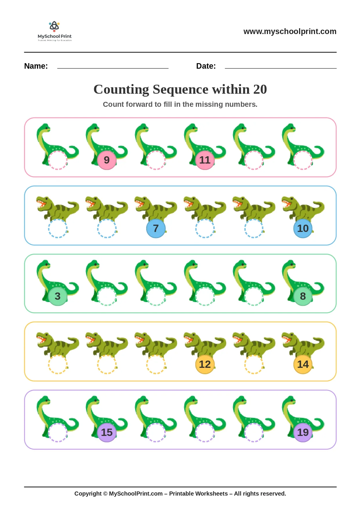 Number sequencing worksheet 34