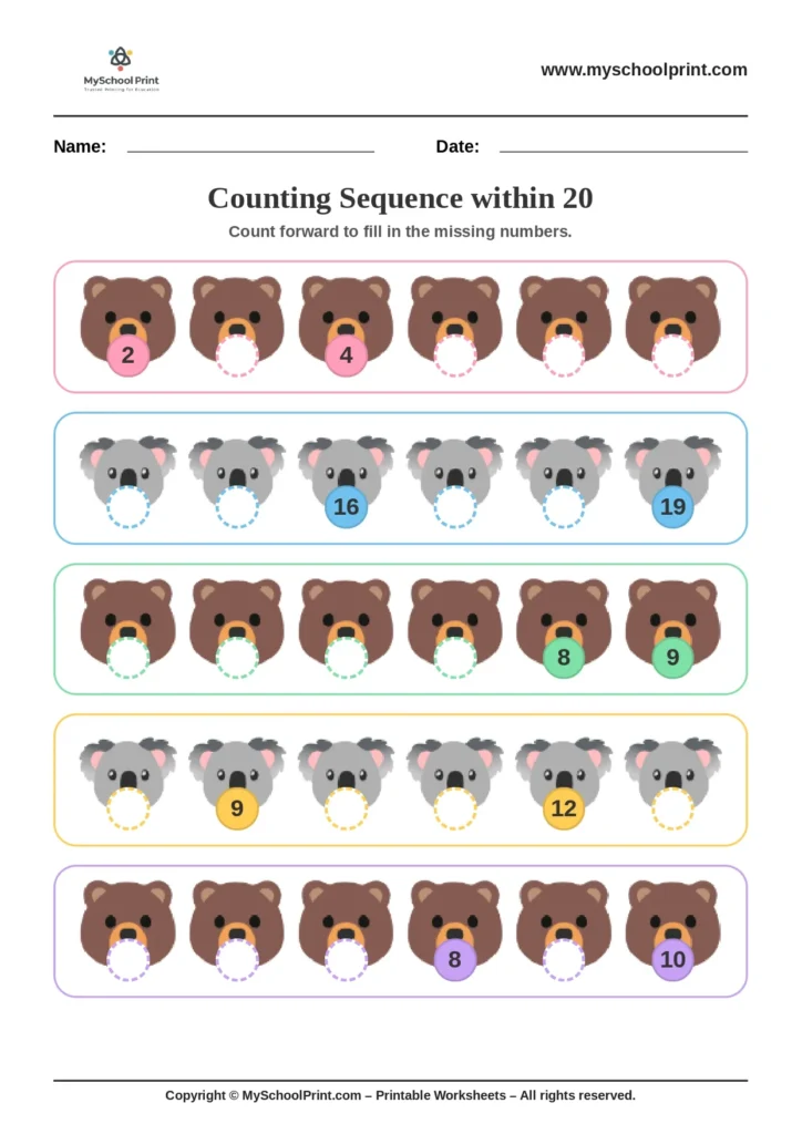 Number sequencing worksheet 36
