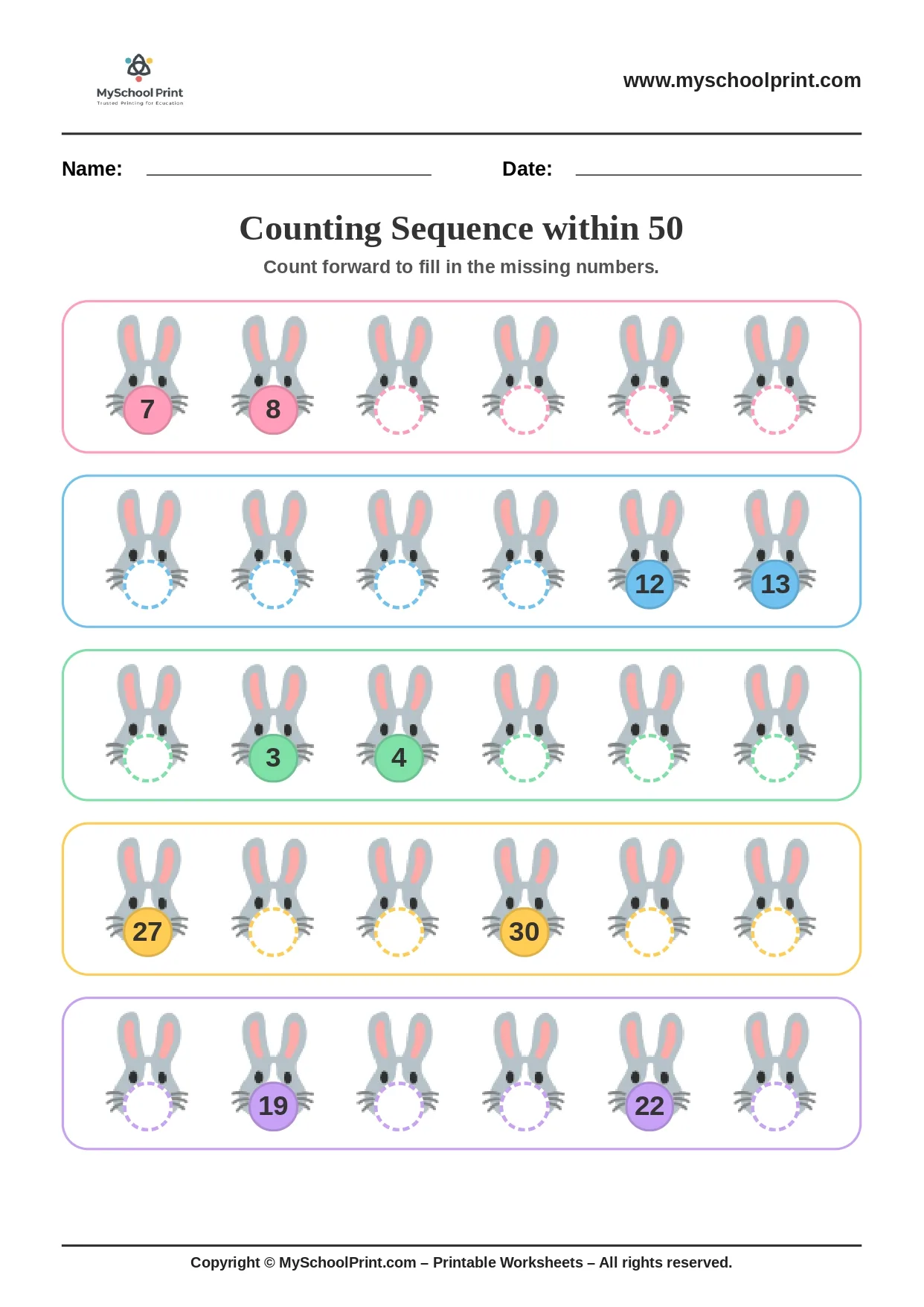 Number sequencing worksheet 37