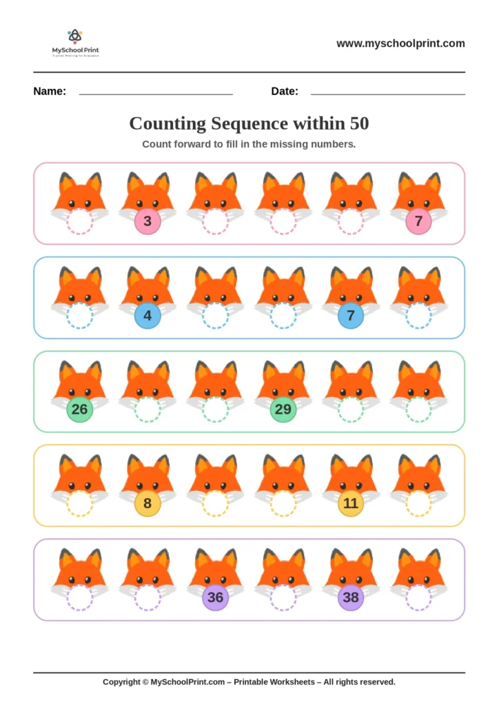 Number sequencing worksheet 39