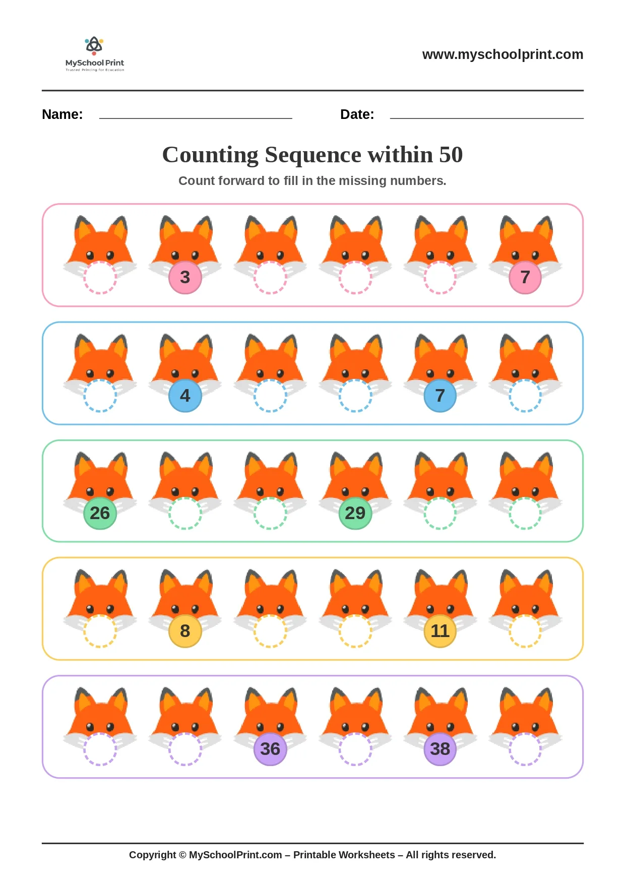 Number sequencing worksheet 39