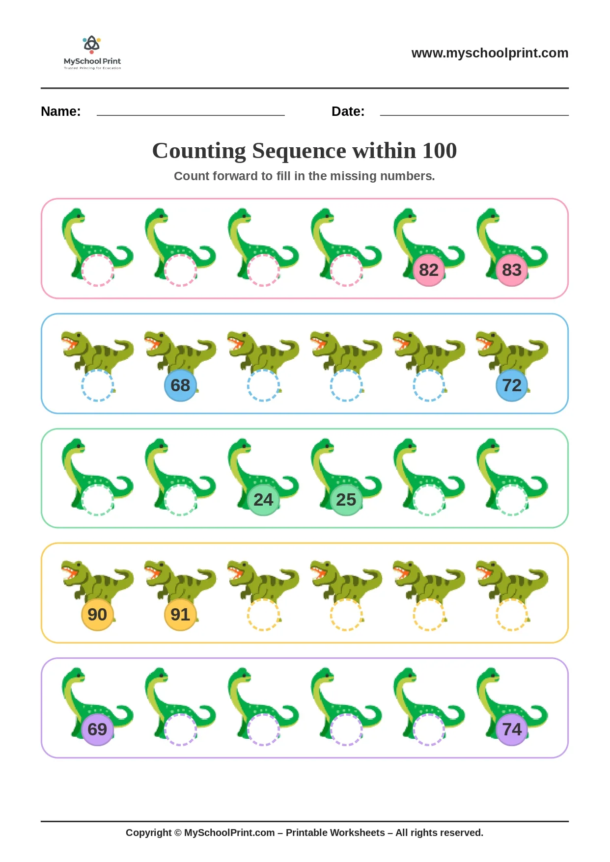 Number sequencing worksheet 40