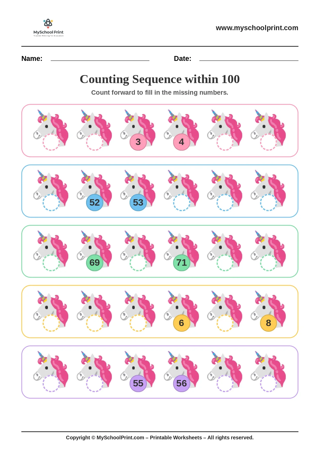 Number sequencing worksheet 41