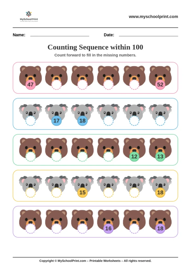 Number sequencing worksheet 42