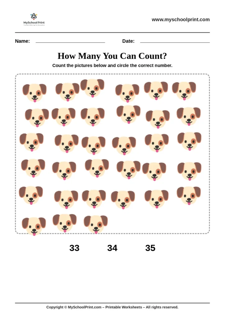 Count and write worksheet 44
