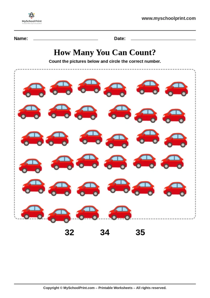 Count and write worksheet 45