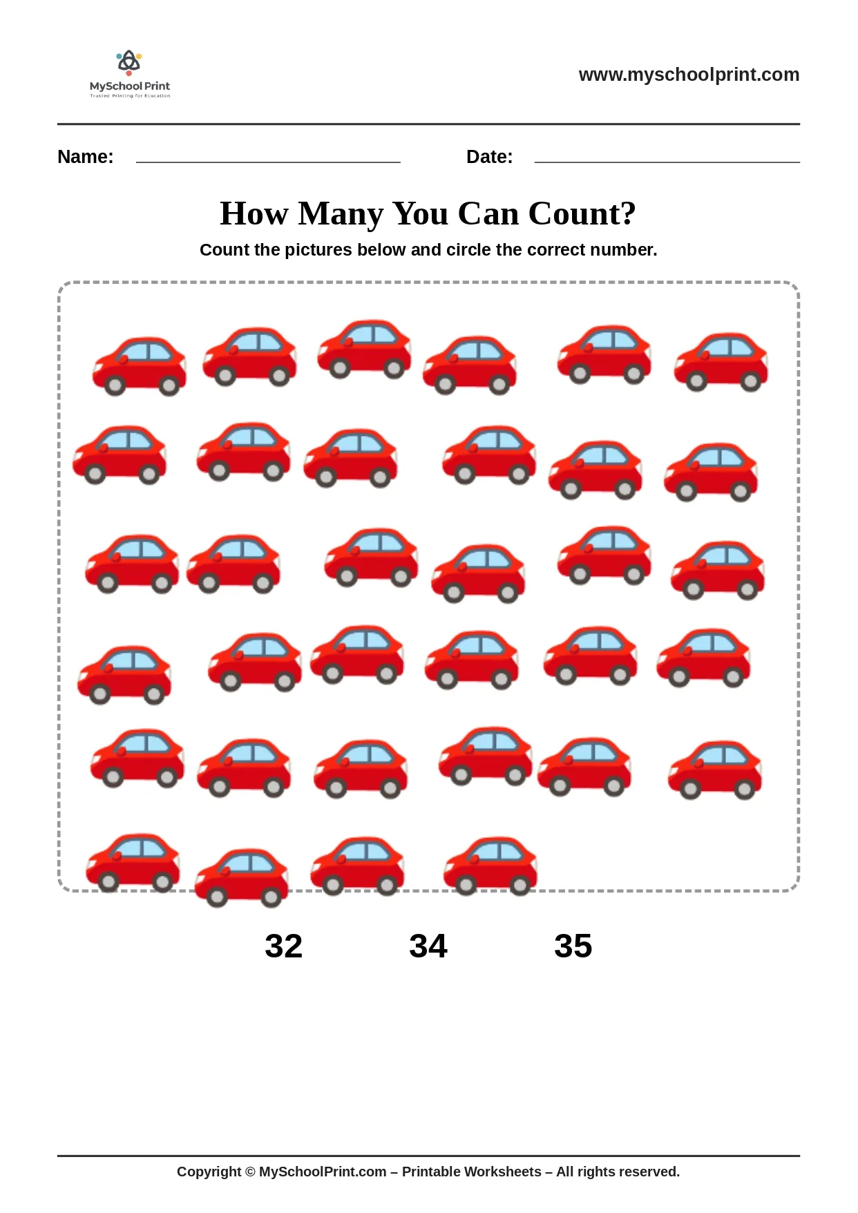 Count and write worksheet 45