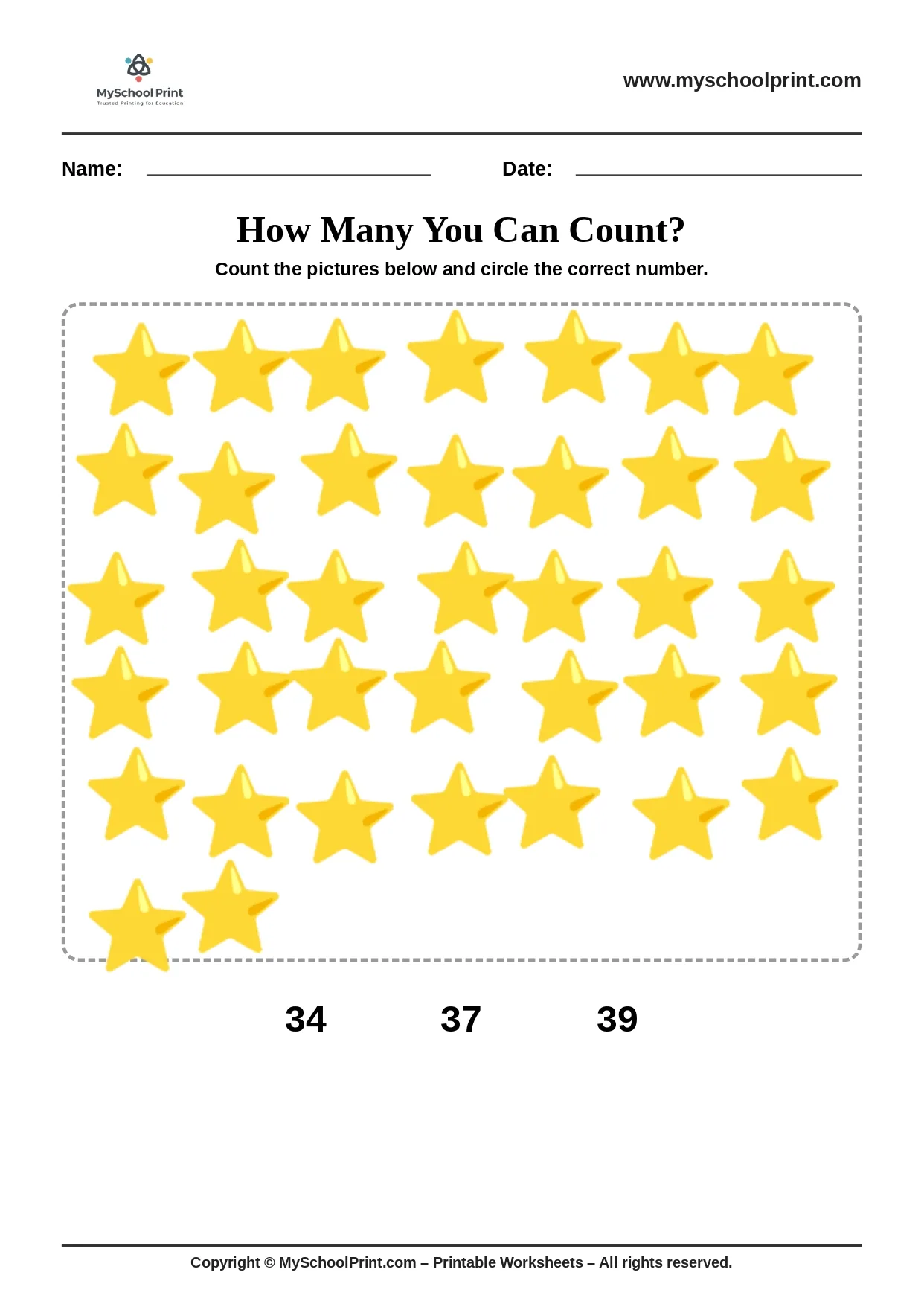 Count and write worksheet 46