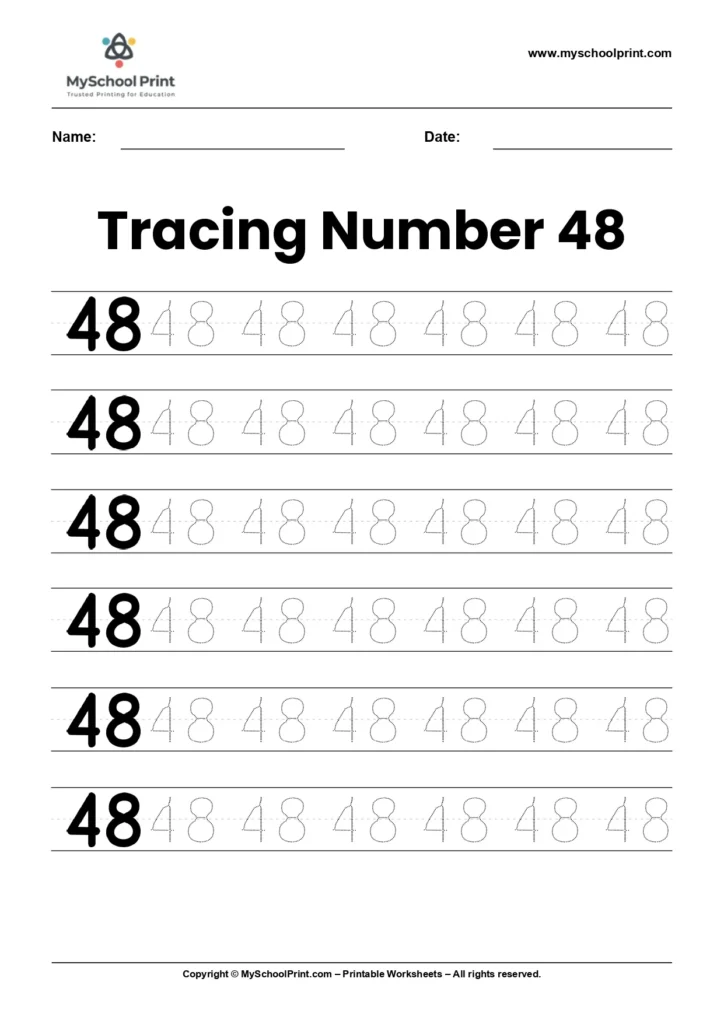 Number 48 tracing worksheet