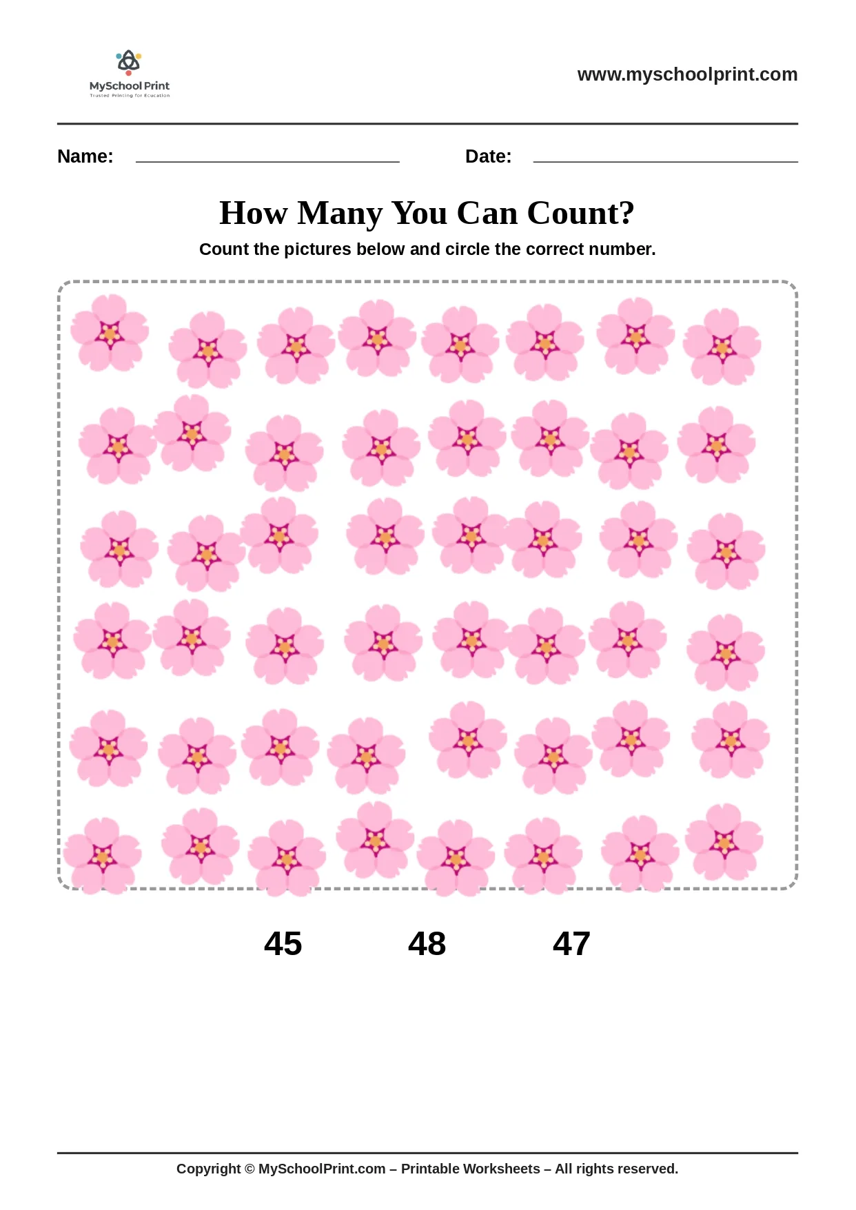 Count and write worksheet 49