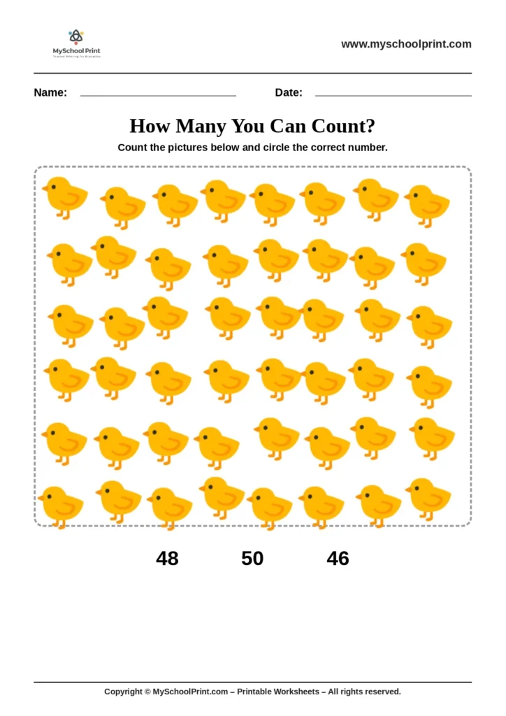 Count and write worksheet 50