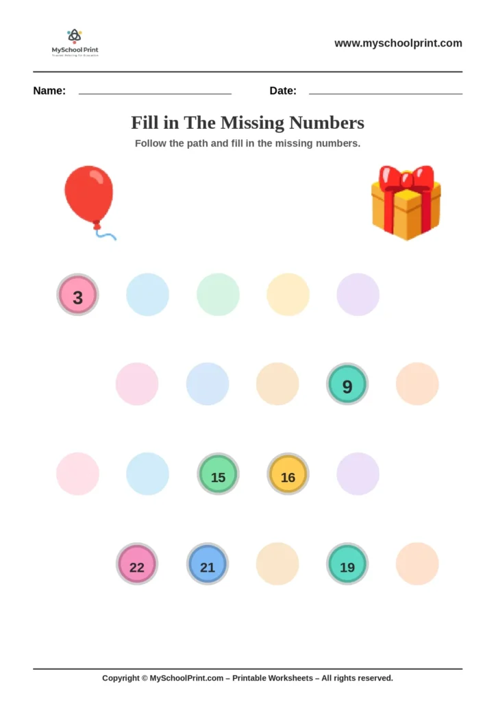 Number sequencing worksheet 50