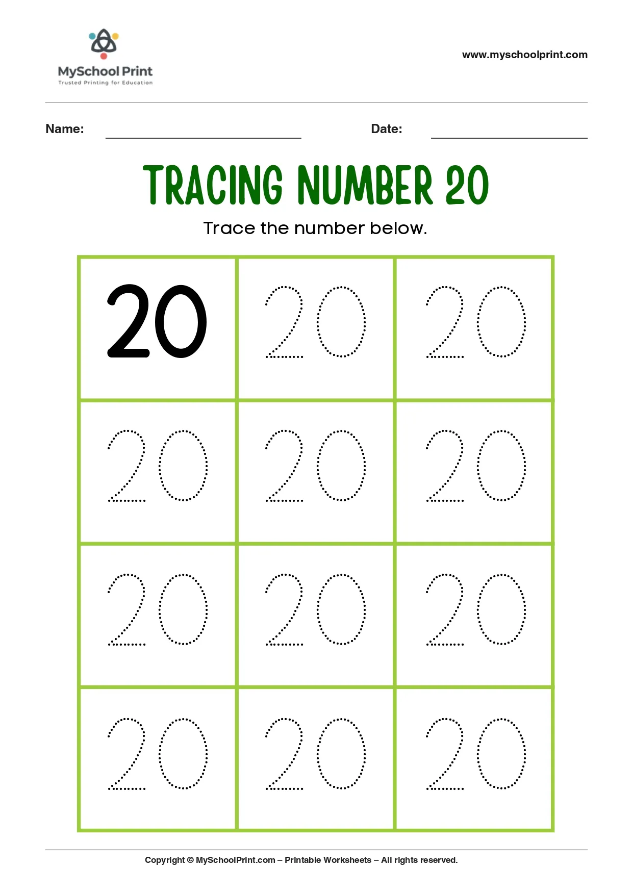80 number tracing worksheet