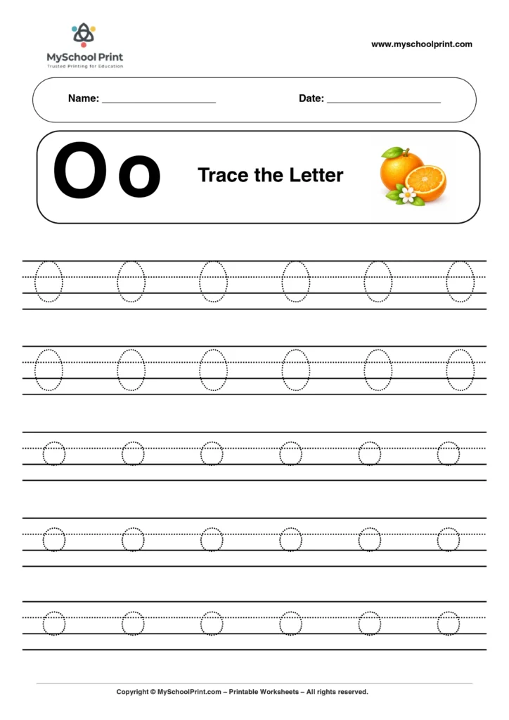 O tracing worksheet for preschool and kindergarten