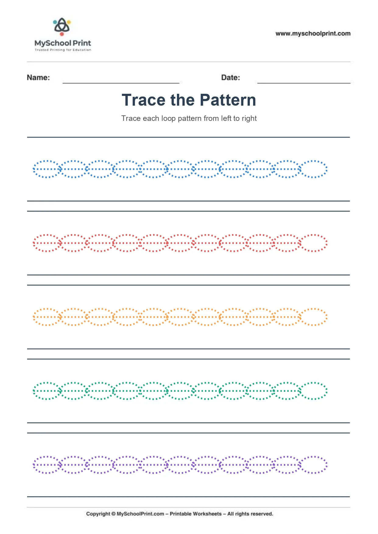 Pattern tracing worksheet 1