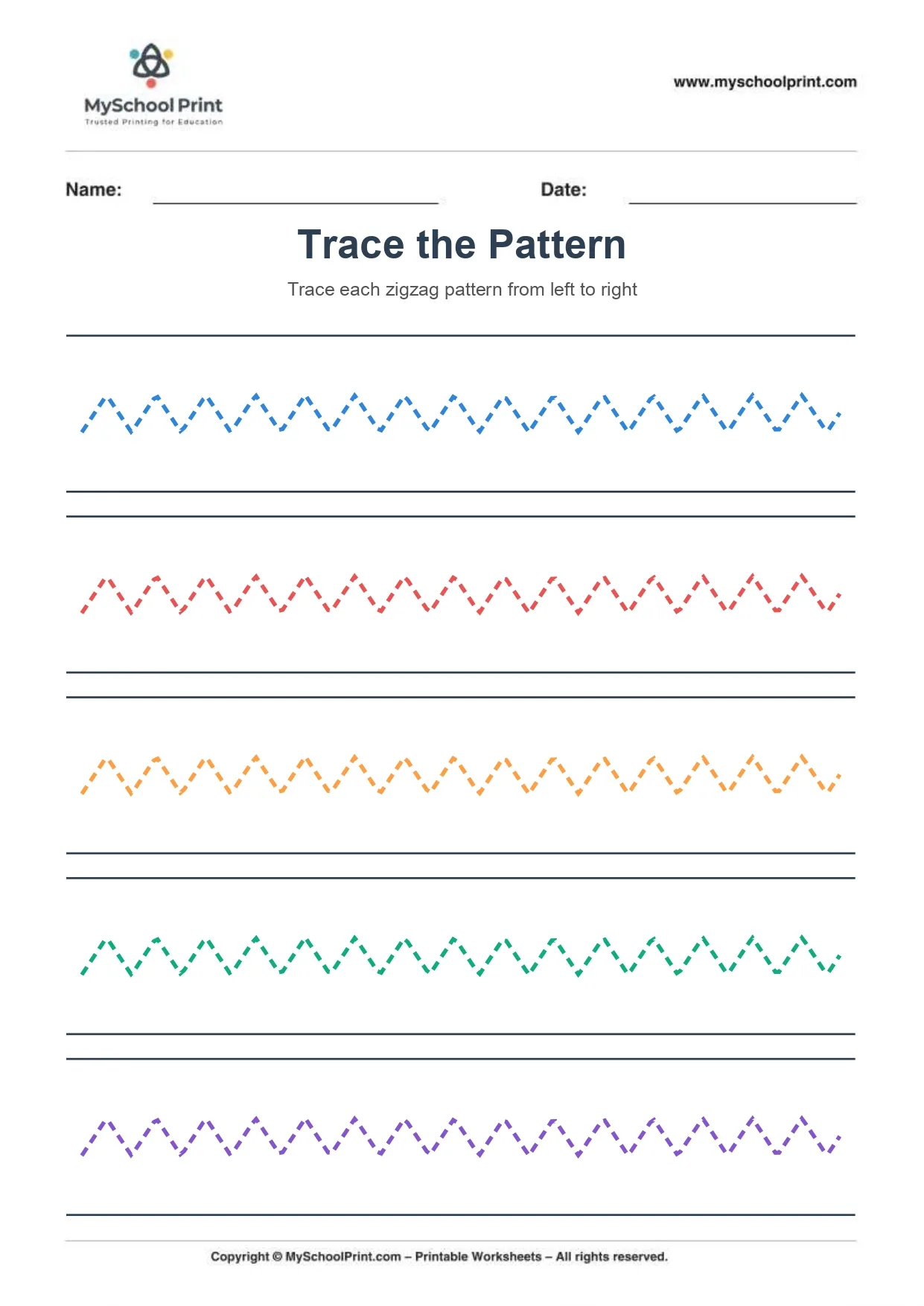 Pattern tracing worksheet 3