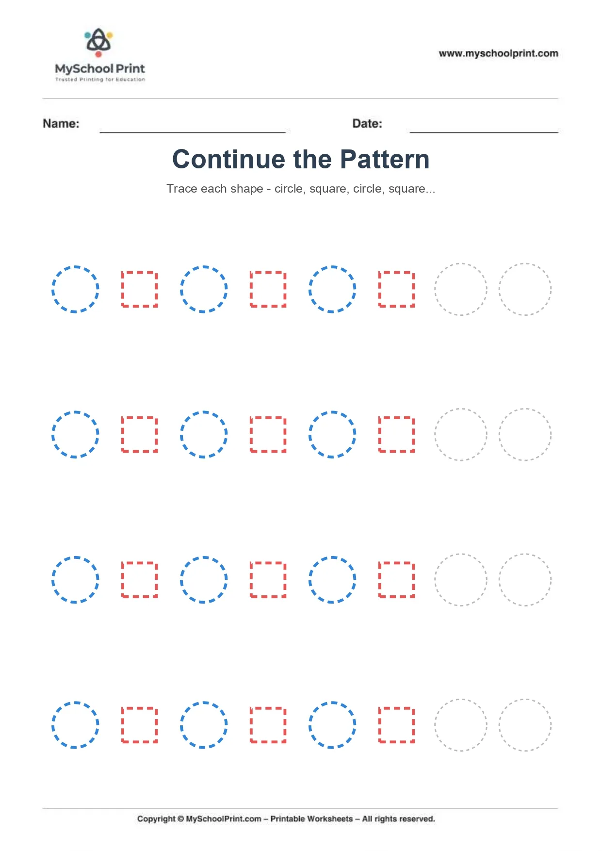 Pattern tracing worksheet 5