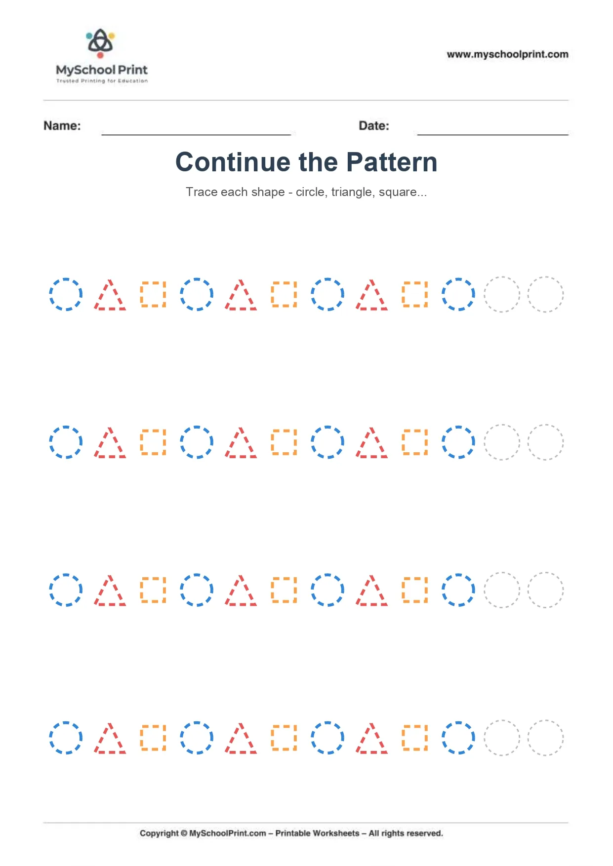 Pattern tracing worksheet 6