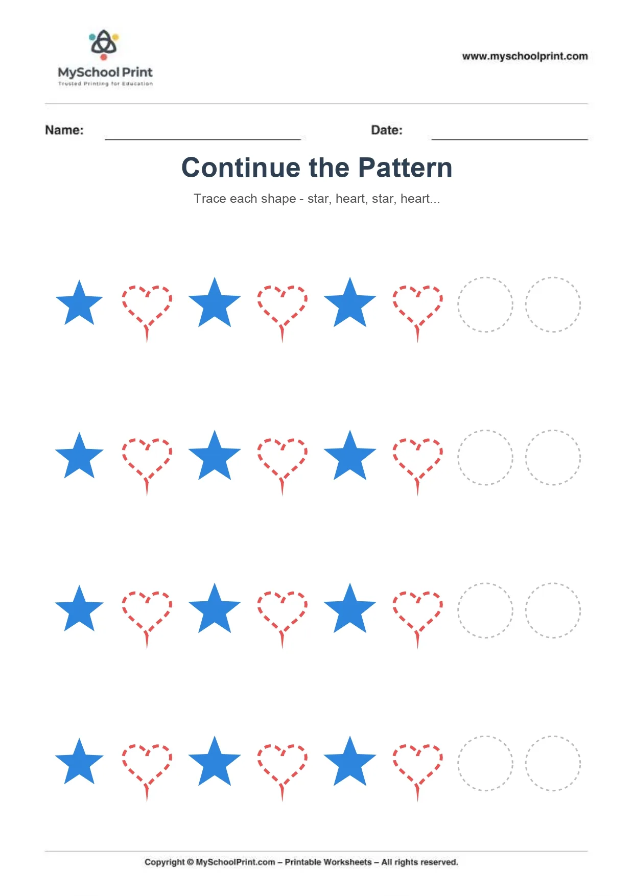 Pattern tracing worksheet 7