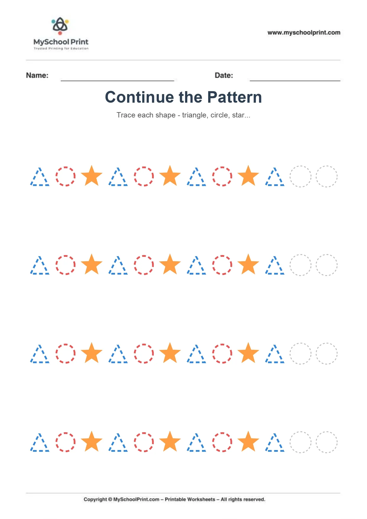 Pattern tracing worksheet 8