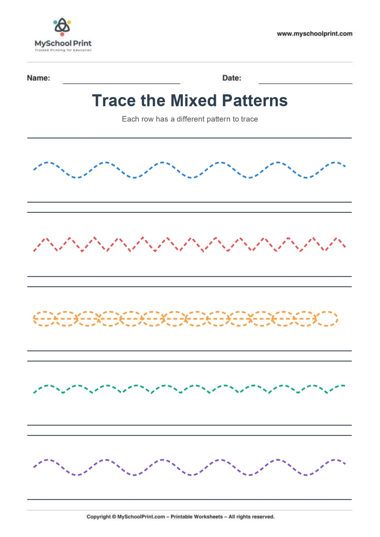 Pattern tracing worksheet 10