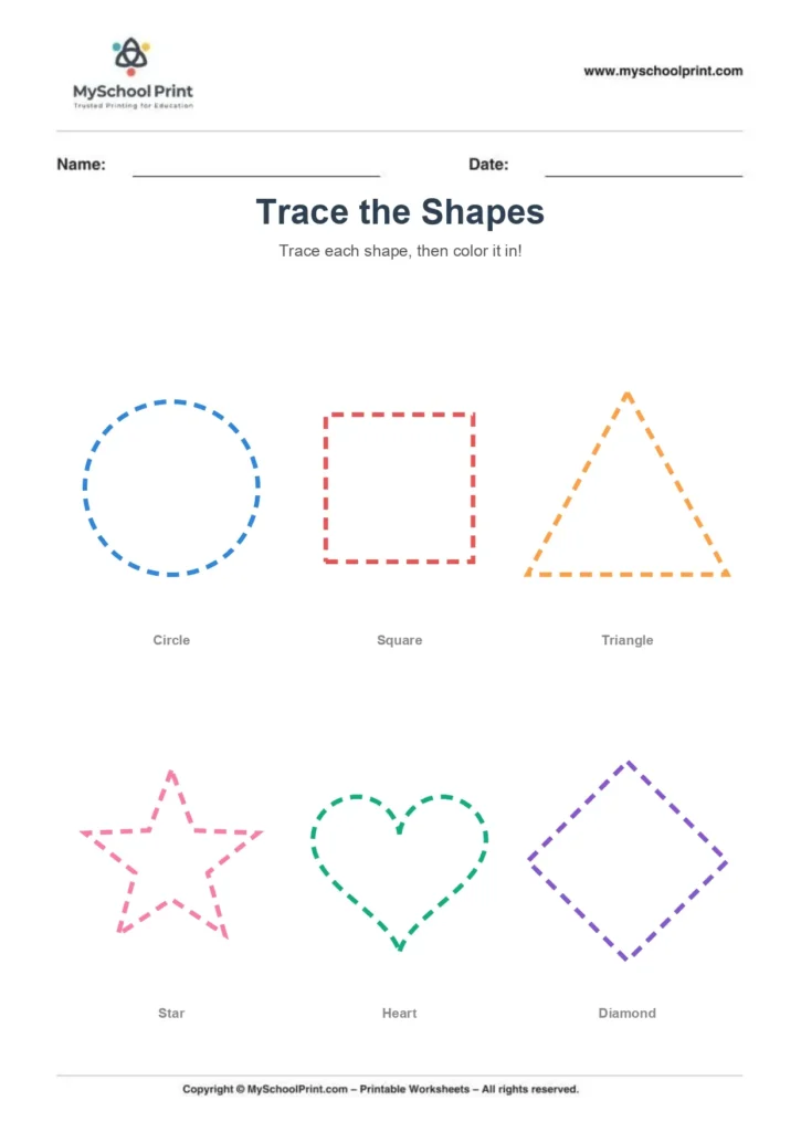 Shape tracing worksheet 1