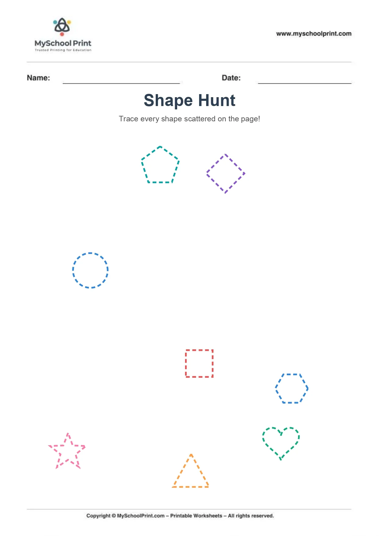 Shape tracing worksheet 3