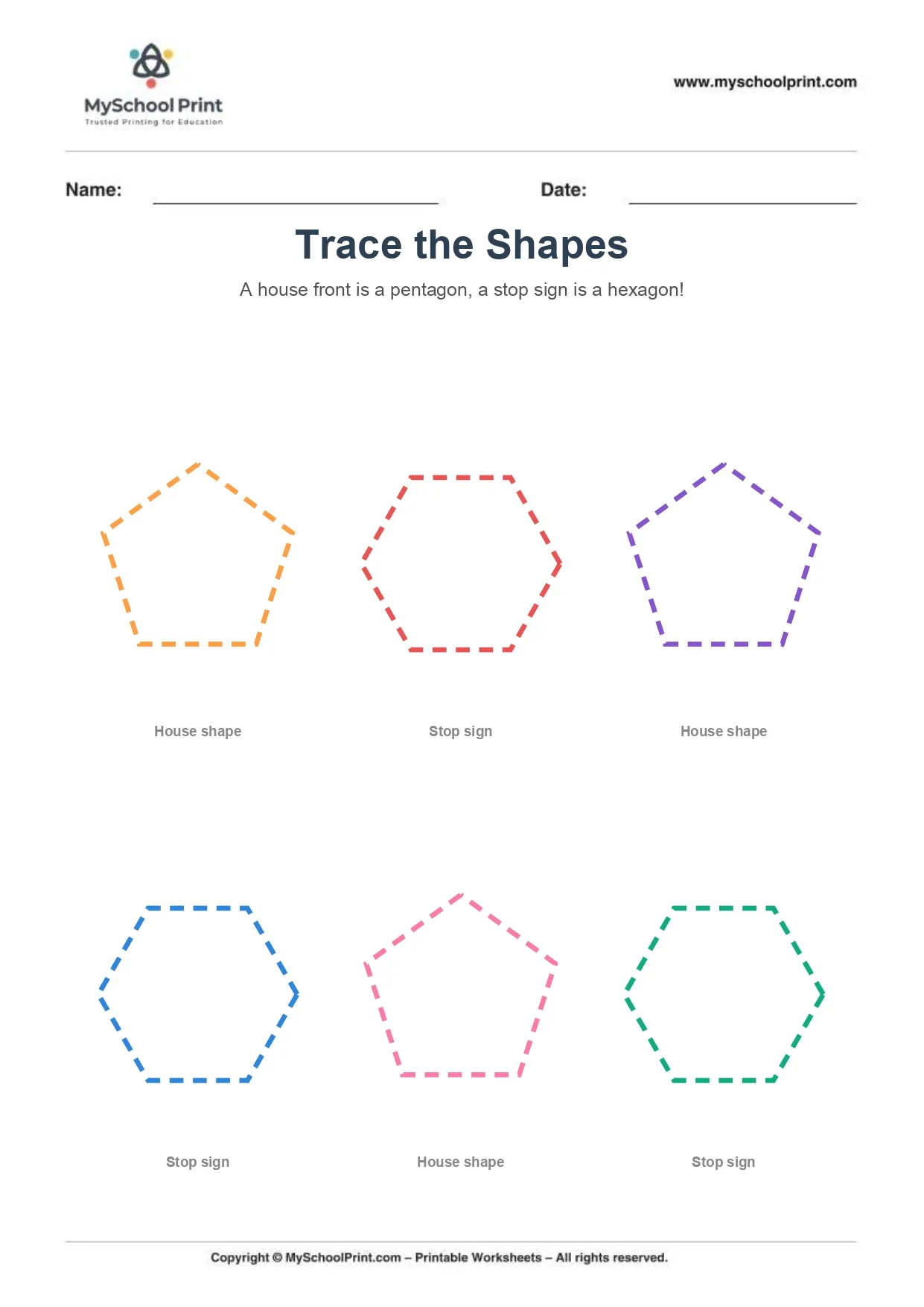 Shape tracing worksheet 10
