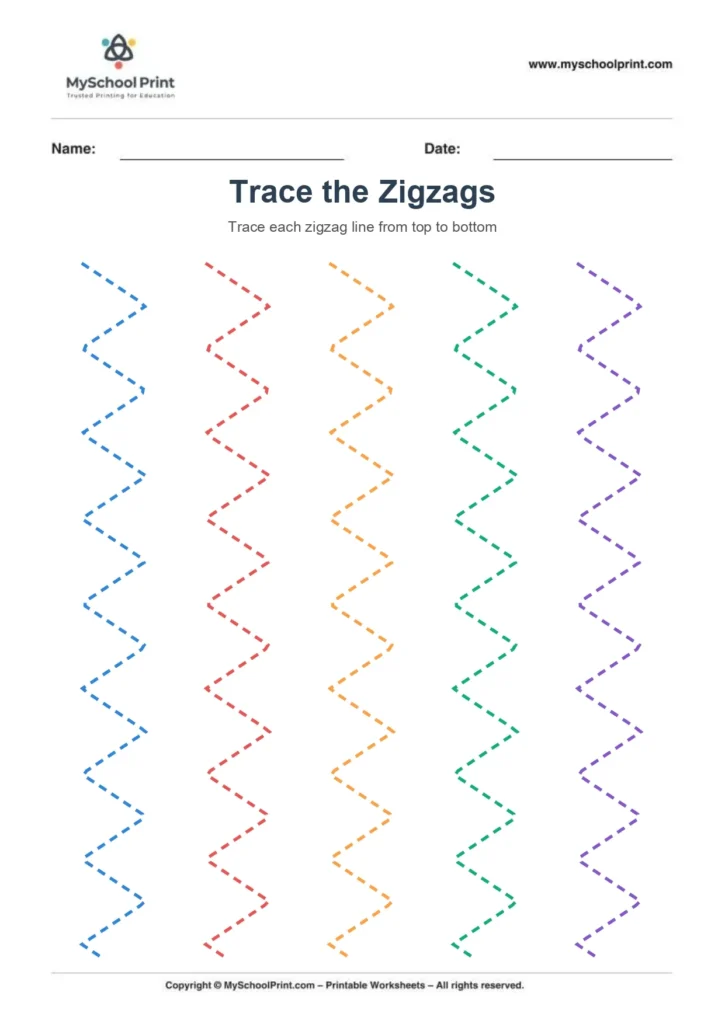 Zigzag tracing worksheet 1